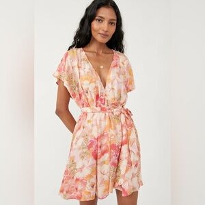 Free People Freddy Tie-side Mini Dress in Multi Floral Size XS